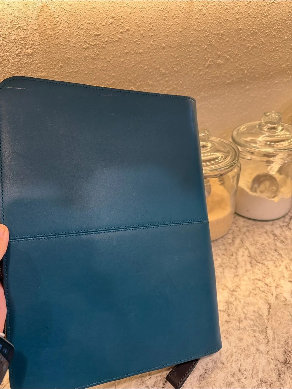 Ted Baker Teal Zip-Around Leather Laptop Folio